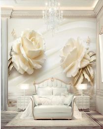 3D stereoscopisch behang champagne 3d stereo rose wallpapers Water Wave Reflection TV Achtergrond Wall8723225
