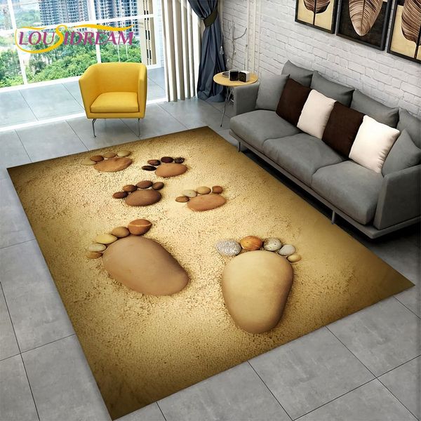 Tapis de zone de galets d'empreinte en pierre 3D, tapis de tapis pour maison de chambre à coucher de chambre à coucher canapé de cuisine décor de cuisine