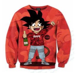 Impression de sublimation 3D Swagged Goku Crewneck Sweatshirts Plus Taille Vêtements sur mesure 173108522030