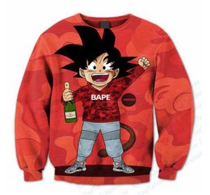 3D Sublimation Print Swagged Goku Crewneck Sweatshirts Plus size op maat gemaakte kleding 173105170225