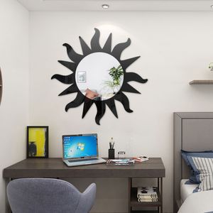 Miroir de forme de soleil 3D Acrylique auto-adhésif Miroir mural autocollant HD Glass Miroir doux Murmateur Murmateur à la maison Décoration murale du salon