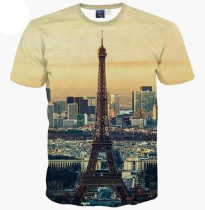 3D T-shirts Europa Mode t-shirt heren 3d t-shirt zomer tops tees print Stad Parijs Eiffeltoren korte mouw t-shirt7740849