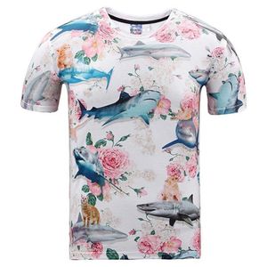 3D T-shirts Mooi T-shirt Mannen vrouwen zomer tops tees shirt 3d print mooie Rozen bloemen haai merk 3d t-shirt Azië plus size225l