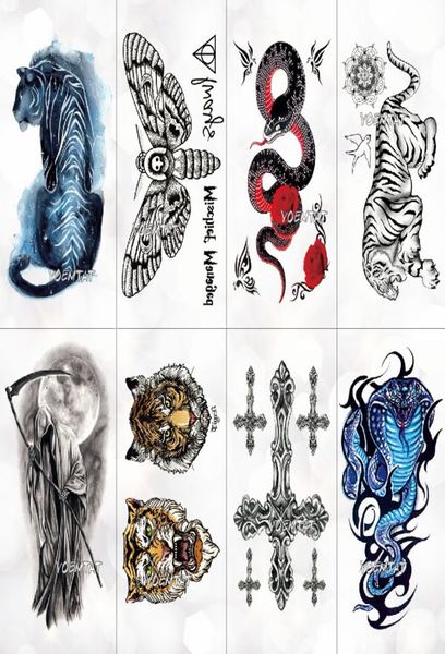 Tatuaje temporal 3d Animal azul tigre serpiente polilla para niño niña tatuaje para niños pegatina niños acuarela tatuaje brazo Art3260015