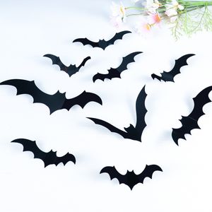 Autocollants muraux de chauve-souris 3D tridimensionnels, pour décoration de fête espiègle d'Halloween, autocollants de disposition de scène de fenêtre de centre commercial