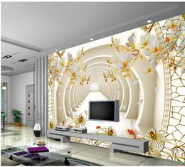 3d driedimensionale uitbreidingsruimte Yulan Jiuyuqiao Cave Mural 3D Wallpaper 3D Wall Papers voor tv-achtergrond