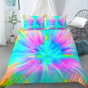 Tie Dye Dye King King Queen Divet Cubierta colorida Juego de ropa de cama estilo tinta para niños Adolescentes Adultos Modern Art Polyester Cover Cover