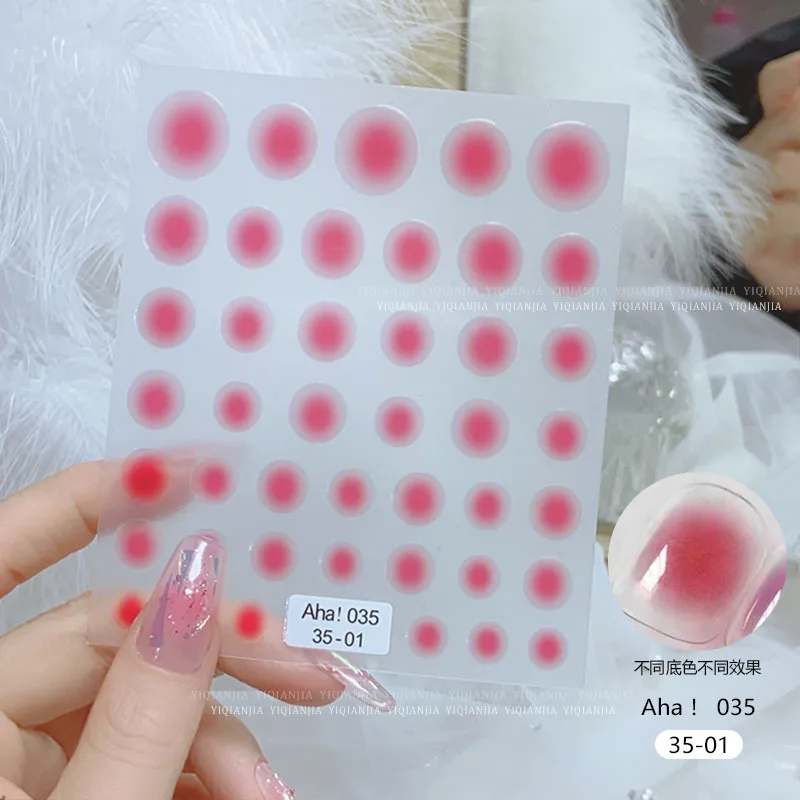 3D genomskinlig rodnad gradient nagelkonst klistermärken 12-färg AHA Självhäftande regnbåge Blush Sliders Blooming Gradient Nails Decal