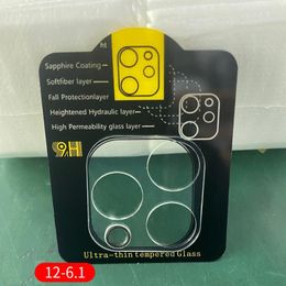 Protector de lente de película de vidrio templado transparente para cámara de cubierta completa 3D para iPhone 12 mini pro max 11 Pro max con venta al por menor