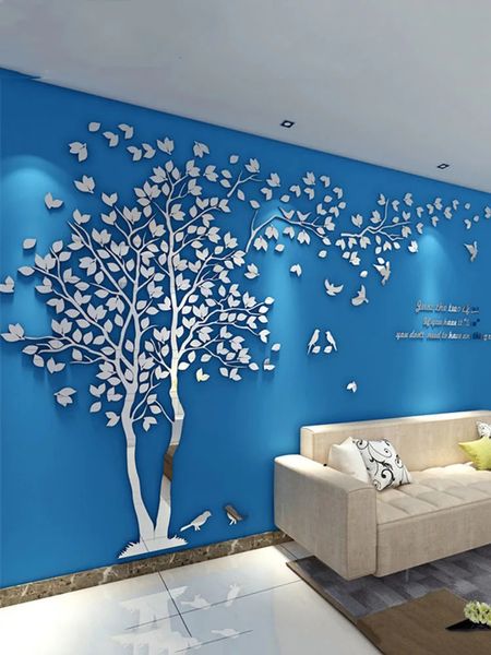 3D arbre acrylique miroir autocollant mural stickers bricolage art TV fond affiche chambre salon stickers muraux décoration de la maison 231220