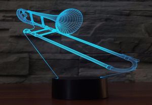 3D Trombone Vorm Nachtlampje Kleur Veranderende USB Tafellamp Visuele LED Slaapverlichting Luminaria Muziekinstrumenten Lichtpunt6636336