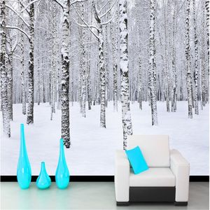 3D TV Achtergrond Muur Schokkende sneeuw Wallpapers Scene Forest 3d Murals Wallpaper for Living Room