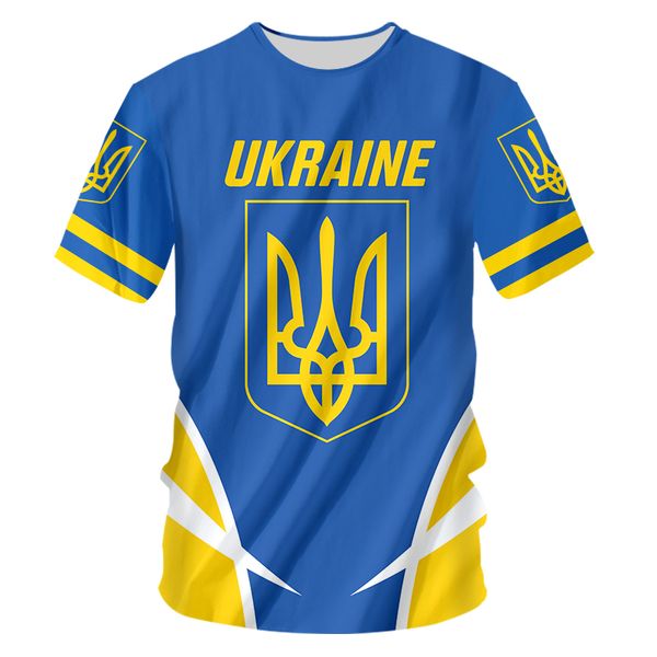 3D Ukraine T-shirt Conception Drapeau Imprimer Hommes Ukraine Jersey À Manches Courtes Plus La Taille D'été Personnalisé T-shirt Baisse En Gros 220607