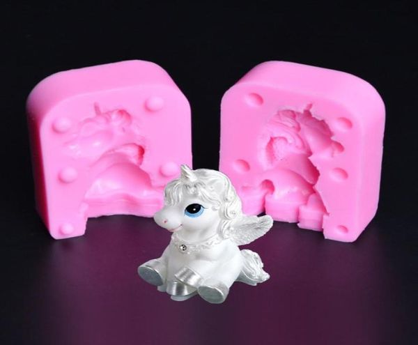 3D Unicorn Pegasus Fondant Cake Moule de décoration outil de décoration à la main Moule de savon à la main Moule de bricolage Clay Resin Craft Moule Cadeau pour sa fille8887874