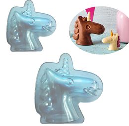 Molde de plástico para Chocolate con forma de unicornio 3D, utensilios para decoración de tortas con fondant, forma de policarbonato, molde para hornear pasta de goma y chocolate 5648087