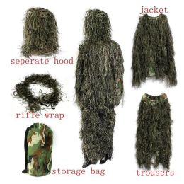 3D Universal Camouflage Suits Woodland Kleding verstelbare grootte Ghillie Suit voor het jacht leger Militaire tactische sluipschuttersetpakketten