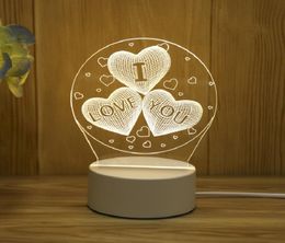 3D USB Acryl Night Light Led Tafel Desk Slaapkamer Decor Warm Witte lamp Verjaardag Kerstcadeau Geschenken Toys5076035