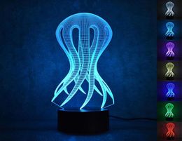 3D USB Led Visueel Creatief Nachtlampje Mode Slapen Nachtlampje Tafellamp Octopus Kwallen Lamp Decor Lampara Lichtpunt5870546