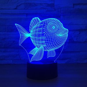 3D USB -aangedreven nachtlichte vis 3D LED Night Light 7 Color Touch Switch Led Lights Plastic lampshape atmosfeer Nieuwheid verlichting230s 230S