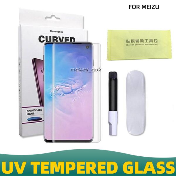 3d Uv Liquide Pleine Colle En Verre Trempé Pour meizu 18s 18pro 18spro écran de protection Plein Écran Avec emballage de vente au détail