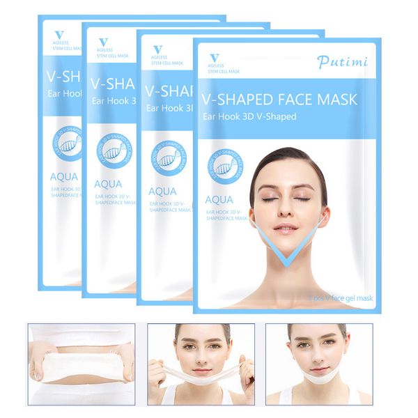 Mascarilla facial en forma de V 3D Levantamiento Reafirmante Adelgazante Mascarillas faciales de vendaje para pelar el cuello de las mejillas