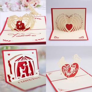 3D Saint Valentin Carte De Voeux Pop-up Carte Saint Valentin Cadeaux Confession Carte De Voeux 15 * 10 cm Fournitures De Mariage XD24431