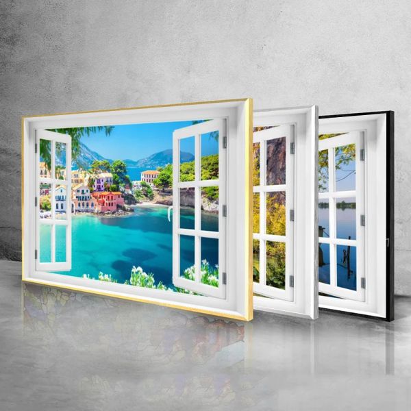 Vista de ventana de efecto visual en 3D impresiones de póster de paisaje para sala de estar decoración del hogar