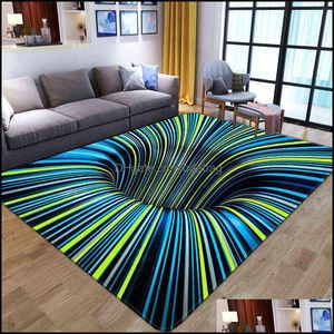 3D Vortex Illusion Tapis Porte D'entrée Tapis De Sol Abstrait Géométrique Optique Paillasson Antidérapant Salon Décor Tapis W220328 Drop Delivery 20