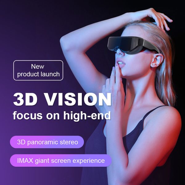 3D VR gafas de video de película de realidad virtual Gafas inteligentes HDMI montado en la cabeza HD pantalla gigante pantalla dual ips gafas inteligentes video