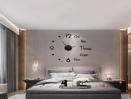 3d Mur Clock Mirror Stickers muraux Diy Corloges modernes Autocollant ART ART Sticker Home Decoration Living Room Quartz Needle2123935