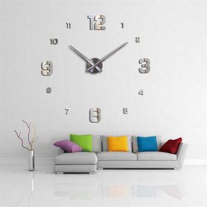 Horloge murale 3d, nouveau décor de maison, grand miroir romain, mode bricolage, horloges à Quartz modernes, montre de salon, autocollant mural X0705220r