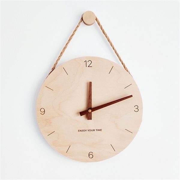 Clock mural 3d en bois nordique moderne Design Digital S Home Living Room Watch Decoration Cadeaux de Noël 211110