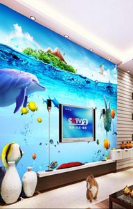 3D Wall Muurschildering Onderwater World Po Wallpaper Leuke dolfijn Vis Wallpaper Moderne interieur Decoratie Kid slaapkamer Zelfklevend WA5221152