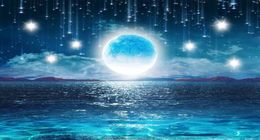 Papel tapiz de pared 3d, Luna brillante, hermoso cielo nocturno, paisaje de Luna estrellada, pared de salón 9376149