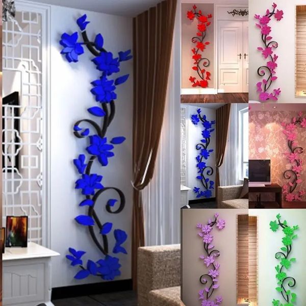 Panel de pared 3D pegatinas acrílicas flores decorativas creativas florales para sala de estar dormitorio decoración del hogar 231026