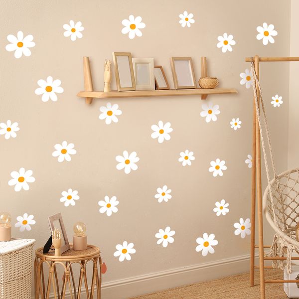 3D Panneau Mural Floral Daisy Autocollants pour Chambre Salon Décor Stickers Filles Chambre Décoratif Bébé Pépinière Enfants 230707