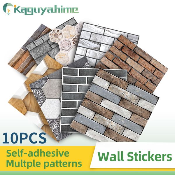 Panel de pared 3D KPS 10 Unids / lote papel tapiz autoadhesivo Patrón de piedra 3D Etiqueta de pared impermeable ladrillo utilizado para cocina sala de estar decoración del hogar 230725