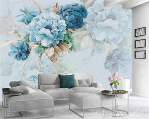 3D Wall Paper for Living Room Custom Foto Beautiful Soft Blue Flowers Aangepaste dromerige romantische HD Wallpaper