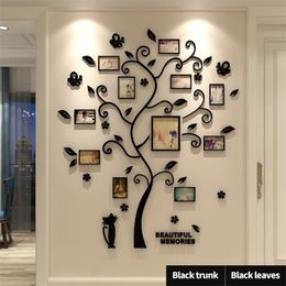 3D pegatinas de pared po marco árbol etiqueta de la pared sala de estar dormitorio imágenes acogedoras árbol pegatinas creativa decoración del hogar 201211