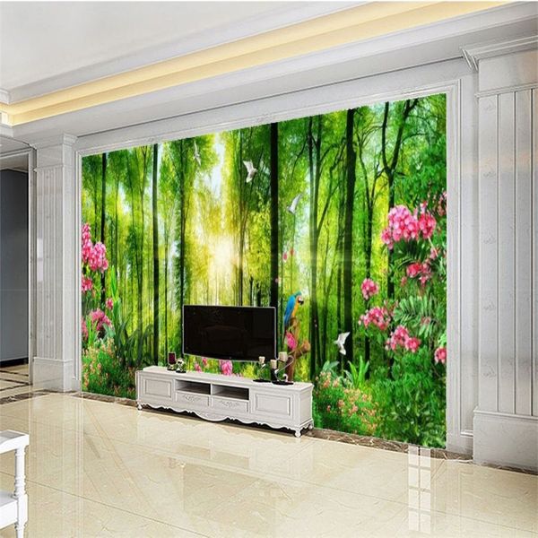 Papel tapiz 3d, hermosas flores del bosque, decoración para sala de estar y dormitorio, papel de pared premium 299T