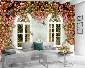 3d behang slaapkamer witte ramen delicate bloemen 3d behang romantische bloem landschap zijde 3d muurschildering behang