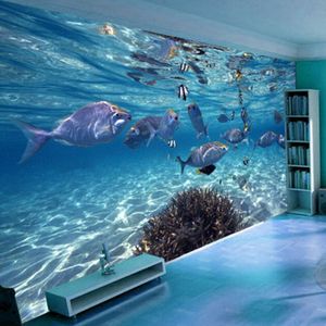 3D Wallpaper Cartoon Creatieve Onderzeeër Wereld Marine Leven Muurschildering Kinderen Slaapkamer Aquarium Woonkamer Achtergrond Muurdocument Home Decor