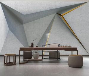 3d behang custom elke maat 3d geometrische betonnen goud woonkamer slaapkamer achtergrond wanddecoratie behang