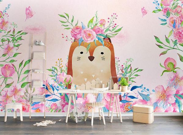 3d papier peint personnalisé murale soie autocollant mural 3 d TV réglage mural mode nordique minimaliste petit renard fleur cphoto 3d peintures murales wallpape