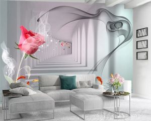 Papel tapiz 3d Mural fotográfico personalizado Hermoso espacio extendido Rosa Sala de estar Dormitorio Revestimiento de paredes Papel tapiz HD