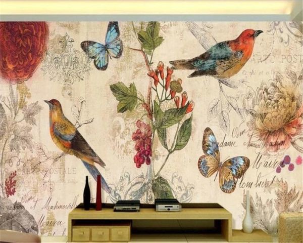 Papel tapiz 3d Foto personalizada Mural hermosa rama europea pájaro pintado a mano pintura al óleo Sala de estar Dormitorio TV Fondo Papel tapiz de pared