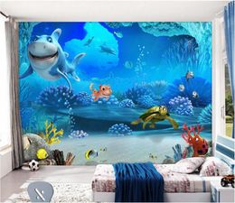 Papier peint 3d personnalisé photo murale bleu océan monde tortue chambre d'enfants décor à la maison 3d peintures murales papier peint pour murs 3 d3149045