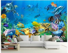 3D Wallpaper Custom Foto Non-geweven muurschildering De onderzeese wereld viskamer schilderen foto 3d muurkamer muurschilderingen behang 6049314
