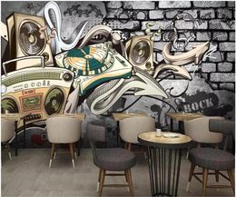 Papier peint 3d personnalisé po européen rétro nostalgique hip hop rue graffiti bar KTV chambre décor à la maison 3d peintures murales papier peint pour wa3171860