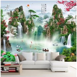 Papier peint 3d personnalisé po mural paysage chinois cascade fond mur décor à la maison salon papier peint pour murs 3 d2482